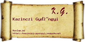 Kazinczi Gyöngyi névjegykártya